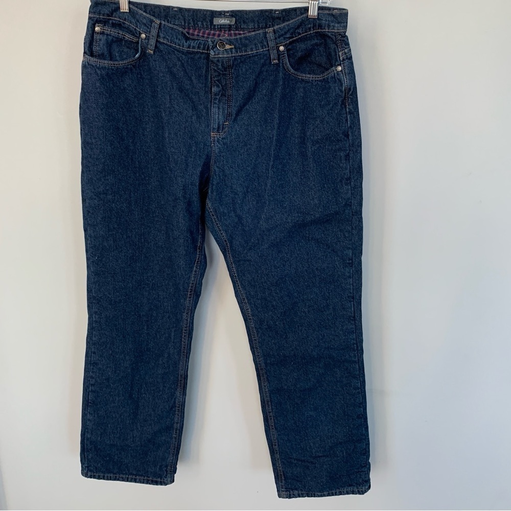Cabela’s Dark Washed Plaid Lined High Rise Jeans Size‎ 18R